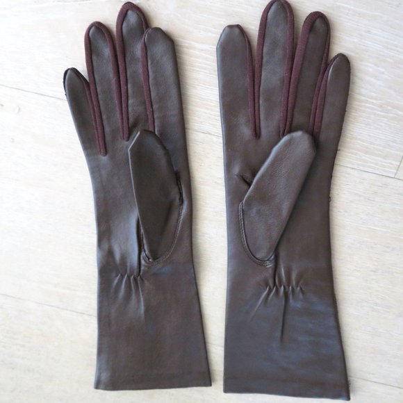 Vintage Mid-Arm Brown Gloves Ladies Small 100% Nylon Made in Japan NEW - Picture 5 of 9